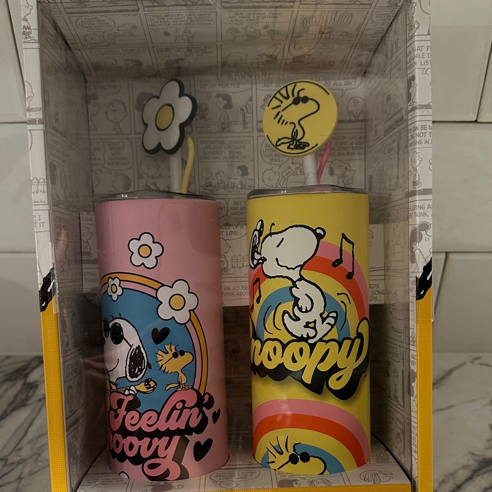 🩷💛Peanuts Snoopy Rainbow Tumbler Duo with Silicone Lids💛🩷 - Picture 7 of 7